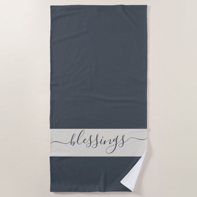 Chic Sessings Dark Blue und Cream Strandtuch (Vorderseite)
