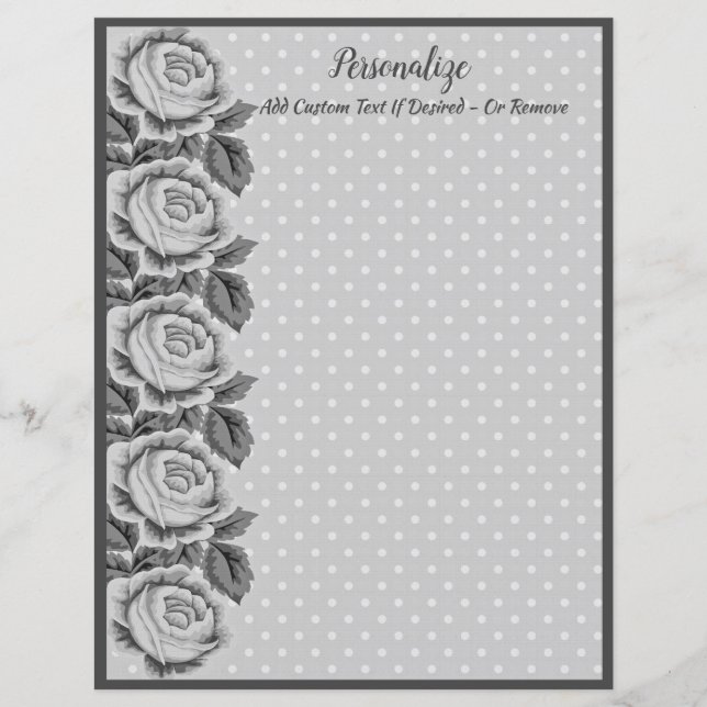 Chic & Shabby Gray & White Polka Dots Rose Grenzen (Vorderseite)