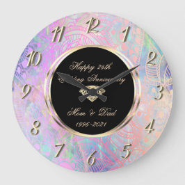 Chic Shadow Gold Mandala 25th Wedding Anniversary Große Wanduhr