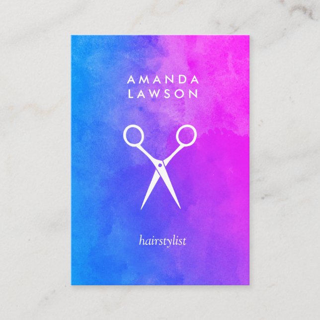 Chic Shears Bold Watercolor (Ernennung) Terminkarte (Vorderseite)