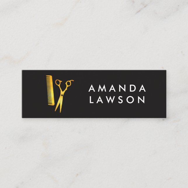 Chic Shears und Comb Golden Mini Visitenkarte (Vorderseite)