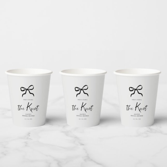 Chic She's The Knot Black Bow Brautparty Pappbecher (Multi)