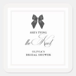 Chic 'She's The Knot Black Bow Brautparty Quadratischer Aufkleber