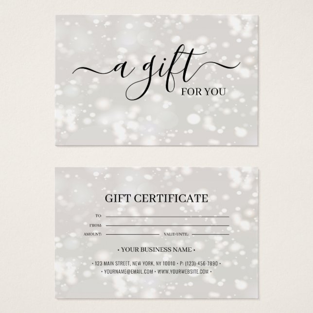 Chic Shiny Custom Gift Certificate Card (Vorne & Hinten)