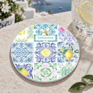 Chic Sicilian azulejo Amalfi Mediterrane Fliesen Getränkeuntersetzer