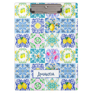 Chic Sicilian azulejo Amalfi Mediterrane Fliesen Klemmbrett