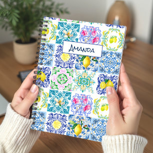 Chic Sicilian azulejo Amalfi Mediterrane Fliesen Notizbuch