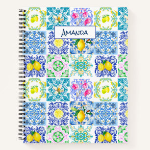 Chic Sicilian azulejo Amalfi Mediterrane Fliesen Notizbuch