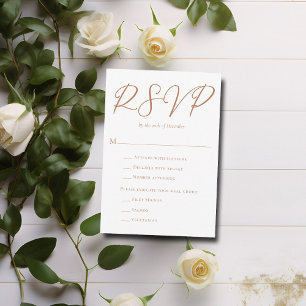 Chic Sienna Brown Script Wedding RSVP Karte