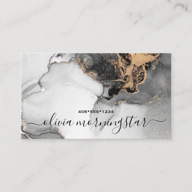 Chic Signature Gold Abstrakte Farbe Visitenkarte (Vorderseite)