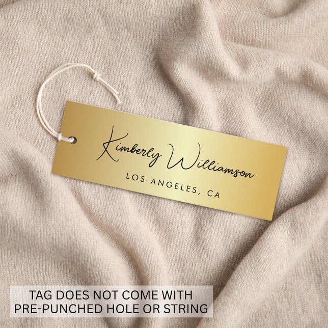 Chic Signature Script Gold-Hängeschild Mini Visitenkarte (Empower your name in our signature script as your logo and brand identity)