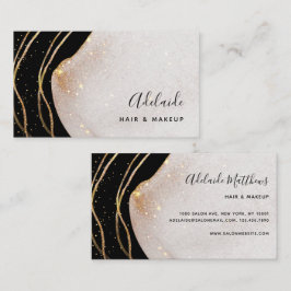 Chic Signature Script Schwarz und Gold Agate Moder Visitenkarte