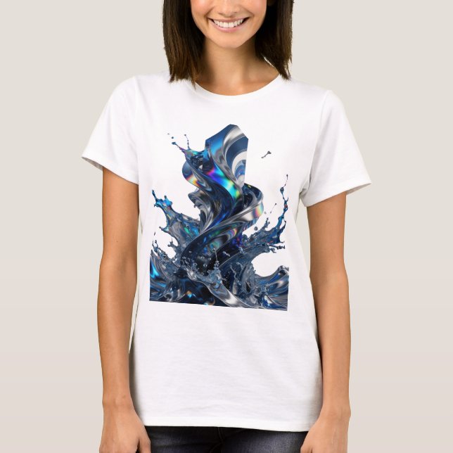 Chic Silber ABSTRACT ART Grafik T-Shirt (Vorderseite)
