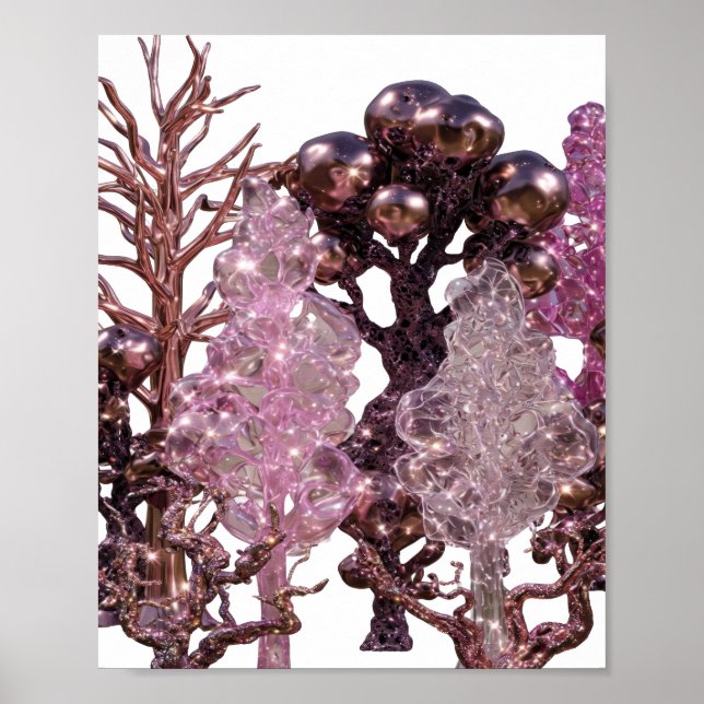 Chic Silber ABSTRACT ART Statement Design Poster (Vorne)