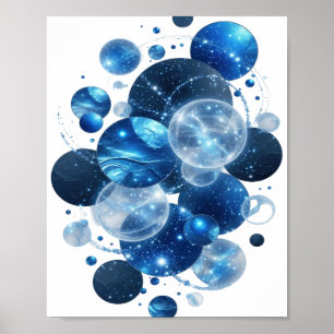 Chic Silber BLAUE STERNE Grafik-T-Shirt Poster