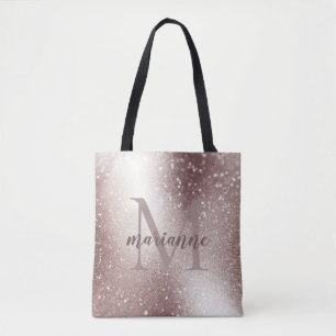 Chic Silber Glitter Monogramm Benutzerdefinierter  Tasche