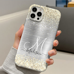 Chic silber-goldfarbene Metalloptik mit Kunstglitt Case-Mate iPhone Hülle