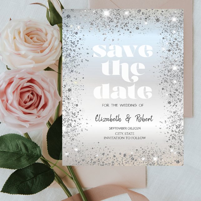 Chic silberner Glitterstaub Konfetti Save The Date (Von Creator hochgeladen)
