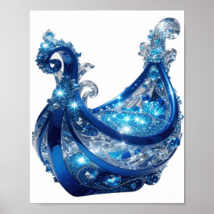 Chic Silbernes BLAUES SCHMUCKSTÜCK Poster