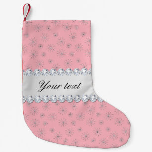 Chic-silbernes Glitzer-Schneeflocke-Rosa Kleiner Weihnachtsstrumpf