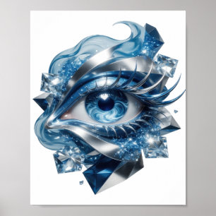Chic Silver ABSTRACT ART Kunstposter v2 Poster