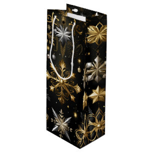 Chic Silver and Gold Schneeflocken Geschenktüte Für Weinflaschen