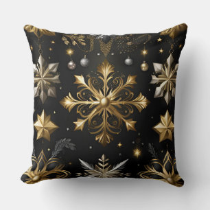 Chic Silver and Gold Schneeflocken Kissen