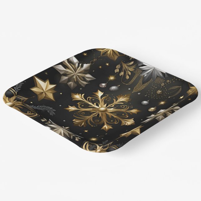 Chic Silver and Gold Schneeflocken Pappteller (Gewinkelt)