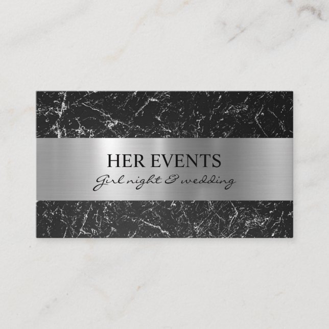 Chic Silver Black Design Cards für Event Manager Visitenkarte (Vorderseite)