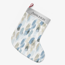 Chic Silver Cream Blau Abstrakte Weihnachten Großer Weihnachtsstrumpf