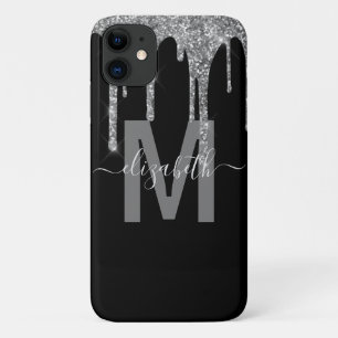 Chic Silver Driving Glitzer Monogram Name Case-Mate iPhone Hülle