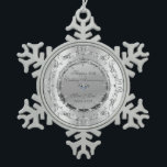 Chic Silver Floral Wirbel Hochzeitstag Schneeflocken Zinn-Ornament<br><div class="desc">Elegante silberne florale Wirbel 50. Hochzeitstag Schmuck.</div>