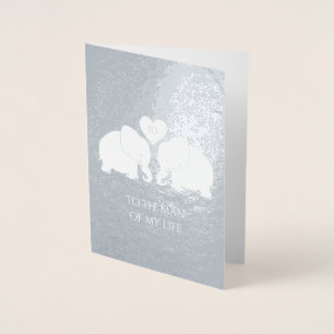 Chic Silver Foil Herz Elefanten 10 Jahre alt Folienkarte