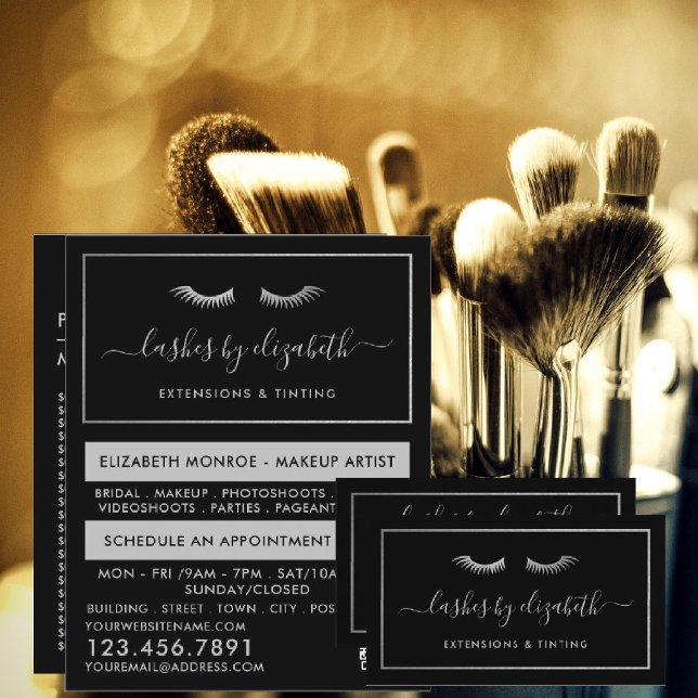 Chic Silver Foil Lashes Beauty Makeup Artist Flyer (Von Creator hochgeladen)