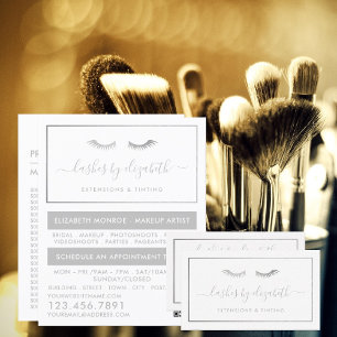 Chic Silver Foil Lashes Beauty Makeup Artist Visitenkarte