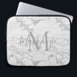 Chic Silver Foil Marble Monogram Laptopschutzhülle<br><div class="desc">Chic Silver Foil Monogram with trendy silver foil marble and your custom name and monogram.</div>