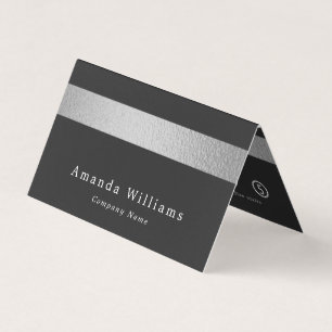 Chic Silver Foil Strip auf Holzkohle Doppeltreue Visitenkarten