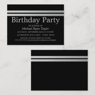Chic Silver Foil Stripes Birthday Party Ticket
