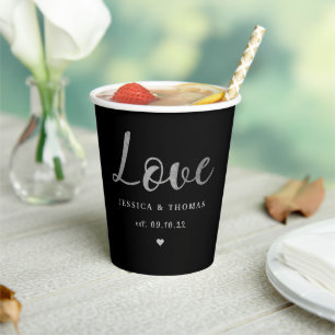 Chic Silver Foil Typography Script Love Wedding Pappbecher
