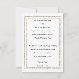 Chic Silver Glittered Trim -3x5 Einladung Hochzeit