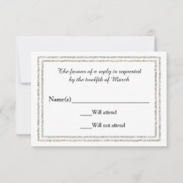 Chic Silver Glittered Trim - RSVP Card Karte