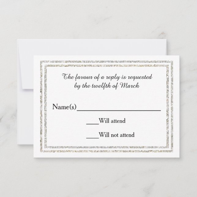 Chic Silver Glittered Trim - RSVP Card Karte (Vorderseite)
