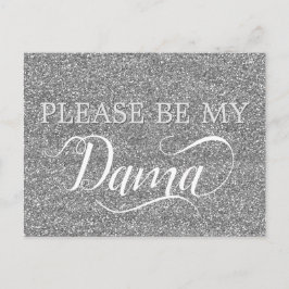 Chic Silver Glitzer Dama Quinceanera Dama Vorschla Einladungspostkarte