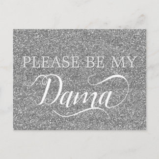 Chic Silver Glitzer Dama Quinceanera Dama Vorschla Einladungspostkarte
