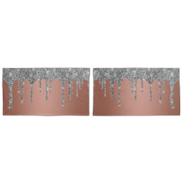 Chic Silver Glitzer Sparkle Tropfen Rose Gold Kissenbezug