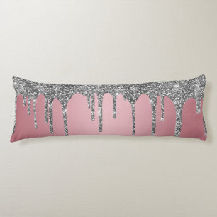 Chic Silver Glitzer Sparkle Tropfen Rose Gold Pink Seitenschläferkissen