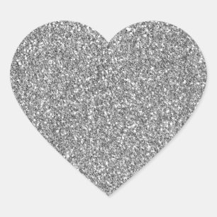 Chic Silver Glitzy Glam Sparkle Glitzer Herz-Aufkleber