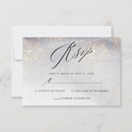 Chic Silver Gold Sparkle Watercolor Luxus Hochzeit RSVP Karte