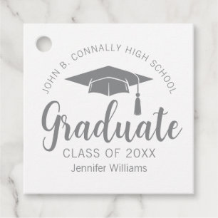 Chic Silver Gray Graduate Custom Graduate Party Geschenkanhänger