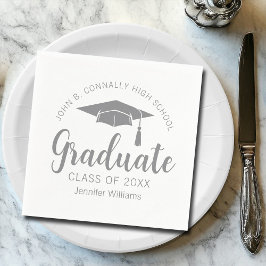 Chic Silver Gray Graduate Custom Graduate Party Serviette